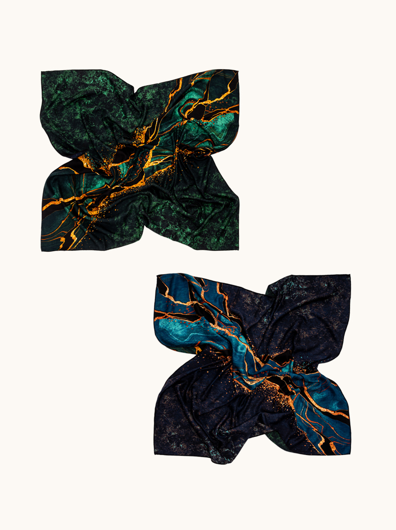 Chusta wełna z jedwabiem dwustronna  z efektem mineralnych struktur 105cm x105cm  zdjęcie 3