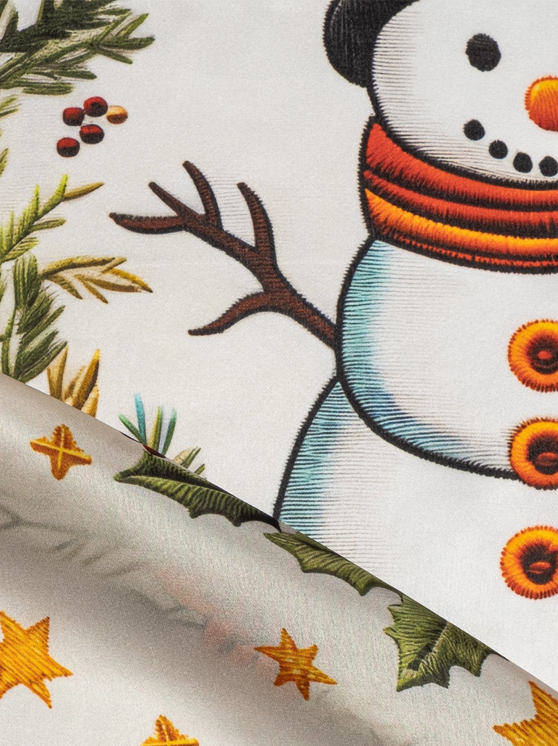 Apaszka jedwabna z motywem bałwanka - Edycja Świąteczna 53x53 cm zdjęcie 4