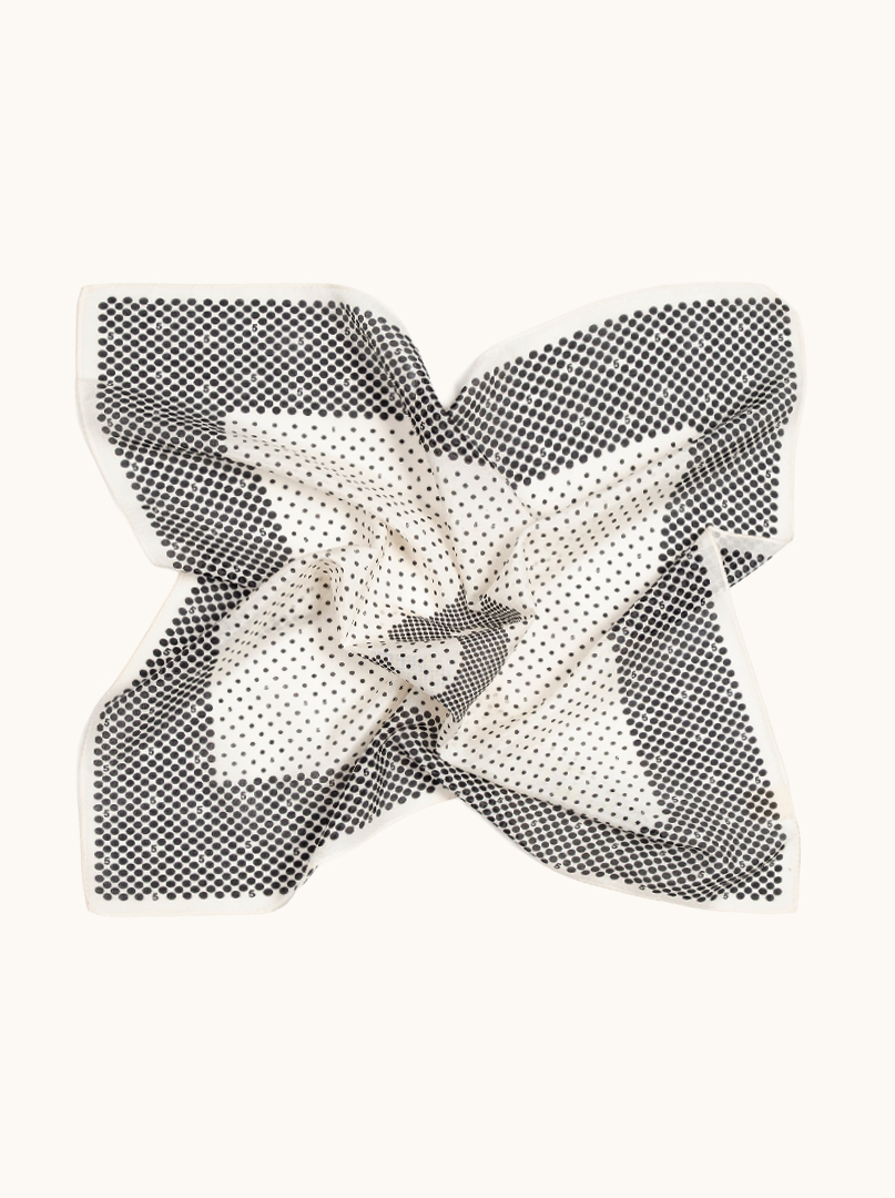 Mała apaszka bawełna z jedwabiem morwowym w groszki  53cm x53cm zdjęcie 1