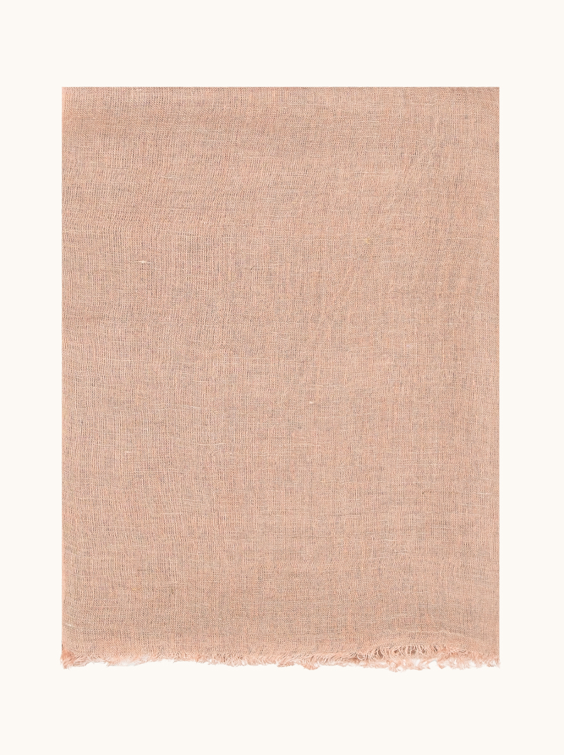  Lniany szal w kolorze pudrowego różu 75cm x 215 cm zdjęcie 2