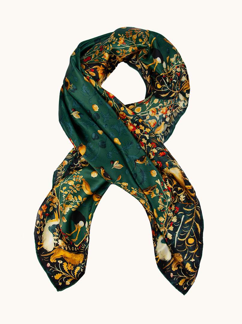 Chusta zielona z motywem zwierzęcym 110 CM X 110 CM zdjęcie 3