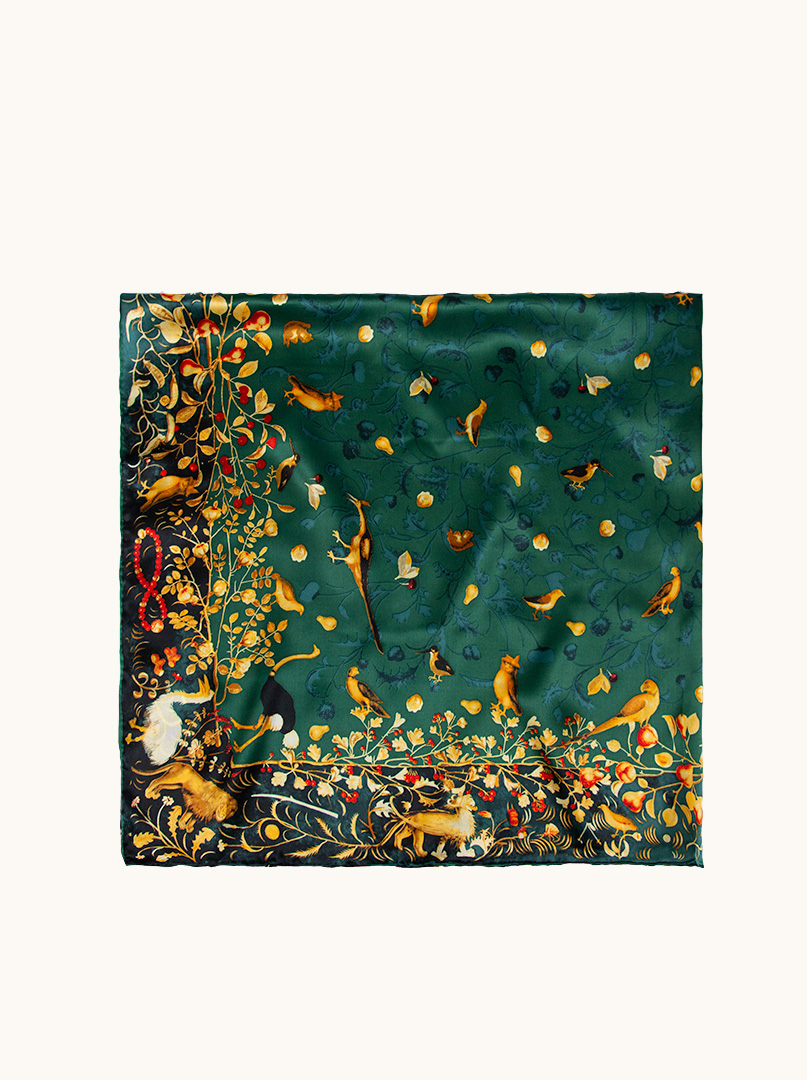 Chusta zielona z motywem zwierzęcym 110 CM X 110 CM zdjęcie 2