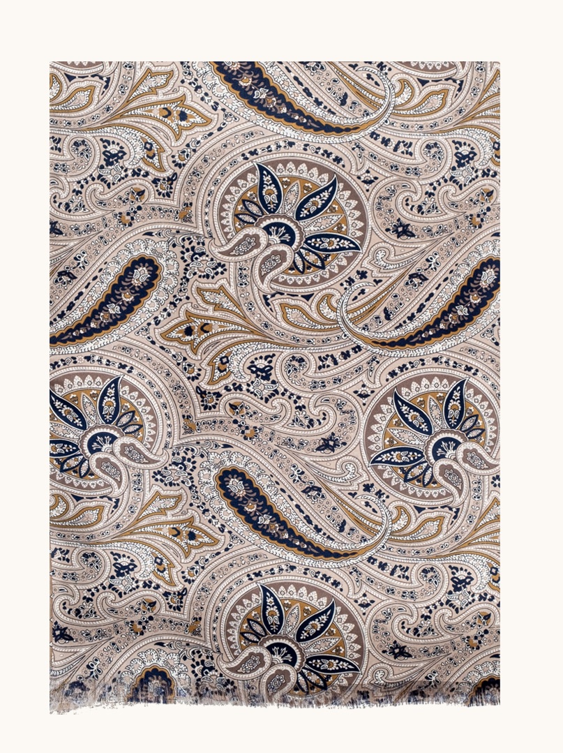 Ekskluzywny męski szal beżowy w paisleye  25 cm x 160 cm zdjęcie 2