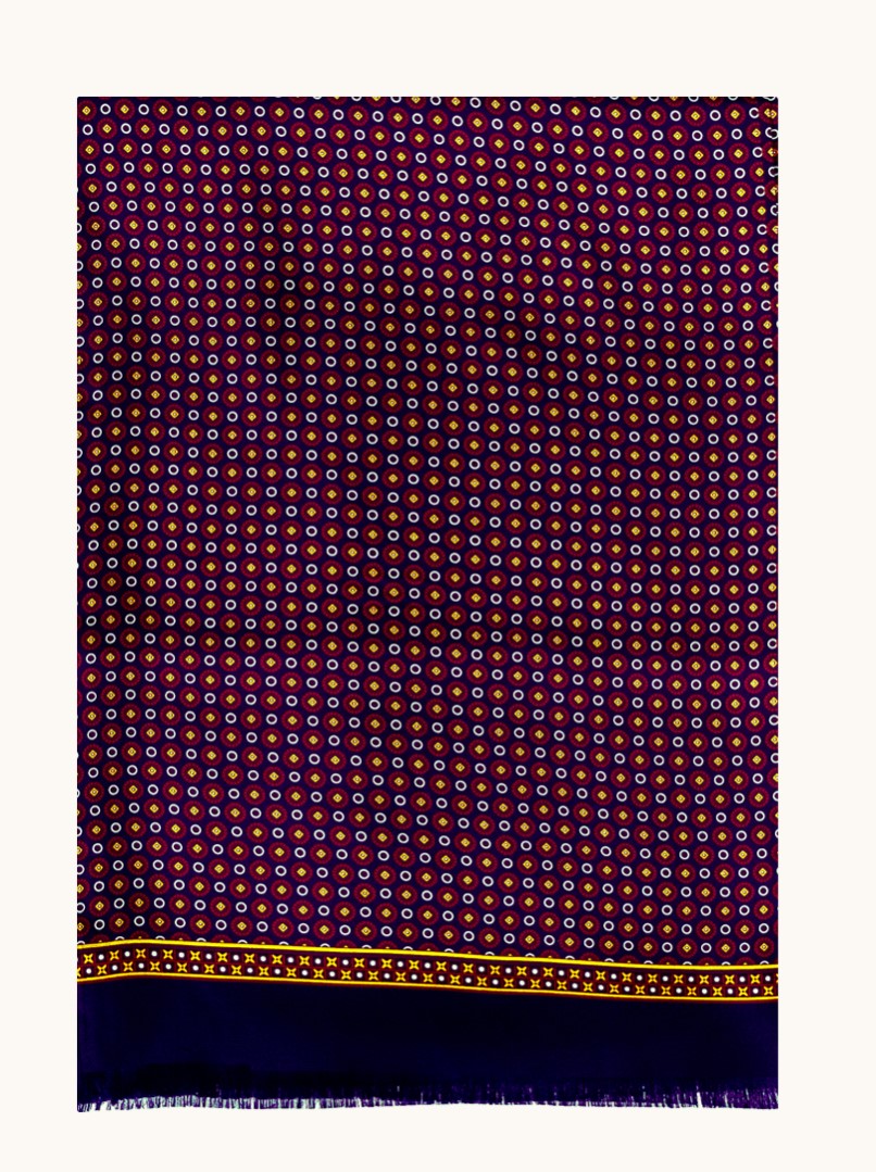 Ekskluzywny męski szal granatowy w geometryczny wzór  25 cm x 160 cm zdjęcie 2