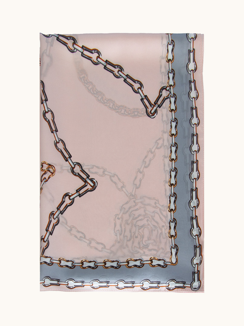 Szal jedwabny różowy w łańcuchy 55cm x 175cm zdjęcie 4