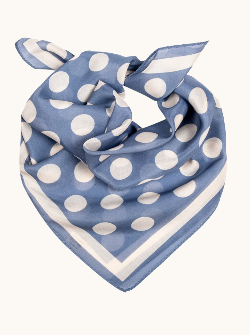 Mała apaszka bawełna z jedwabiem morwowym beżowe grochy  53cm x53cm zdjęcie 1