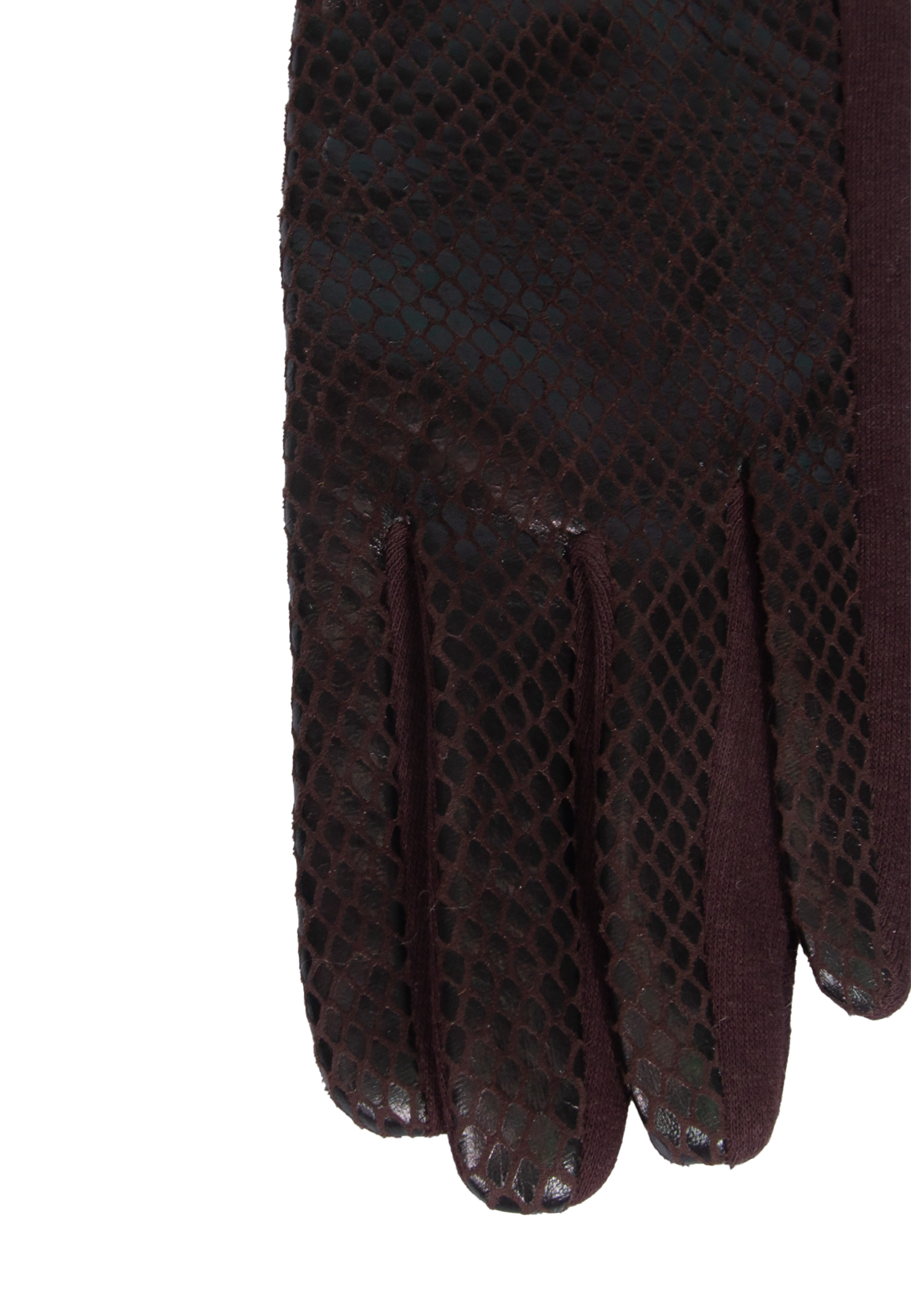 Rękawiczki ciemnobrązowe imitujące skórę węża zdjęcie 4