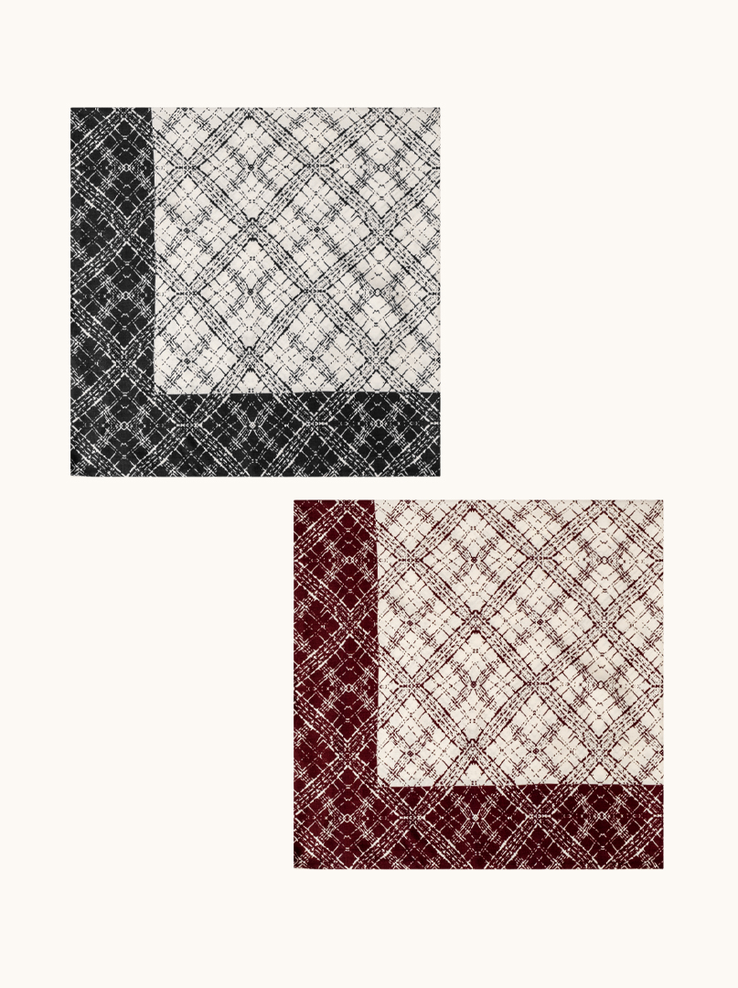 Chusta wełna z jedwabiem  dwustronna geometryczna 105cm x105cm  zdjęcie 3