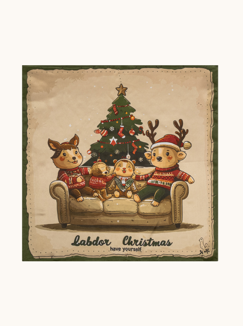 Apaszka jedwabna z motywem choinki - Edycja Świąteczna 53x53 cm zdjęcie 1