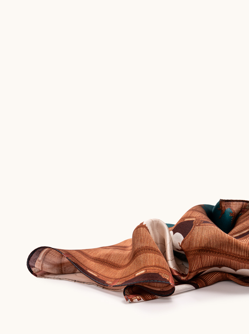 Duży szal jedwabny niebieski w ptaki 55x175 cm zdjęcie 3