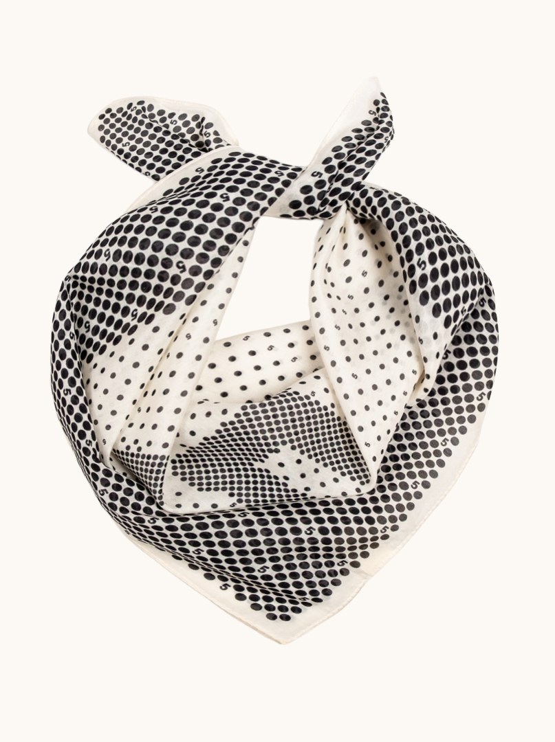 Mała apaszka bawełna z jedwabiem morwowym w groszki  53cm x53cm zdjęcie 3
