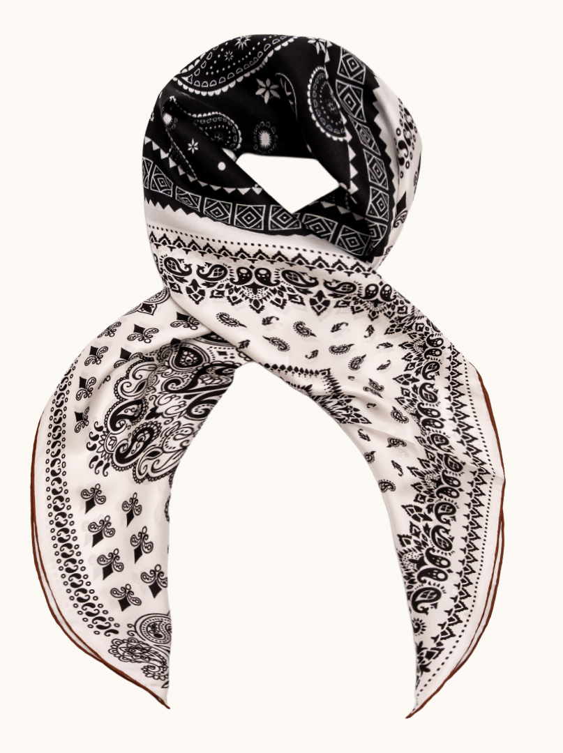 Duża apaszka jedwabna dwustronna ze wzorem paisley 90cm x 90 cm zdjęcie 1