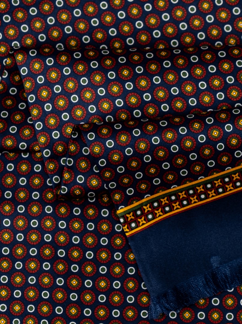 Ekskluzywny męski szal granatowy w geometryczny wzór  25 cm x 160 cm zdjęcie 4