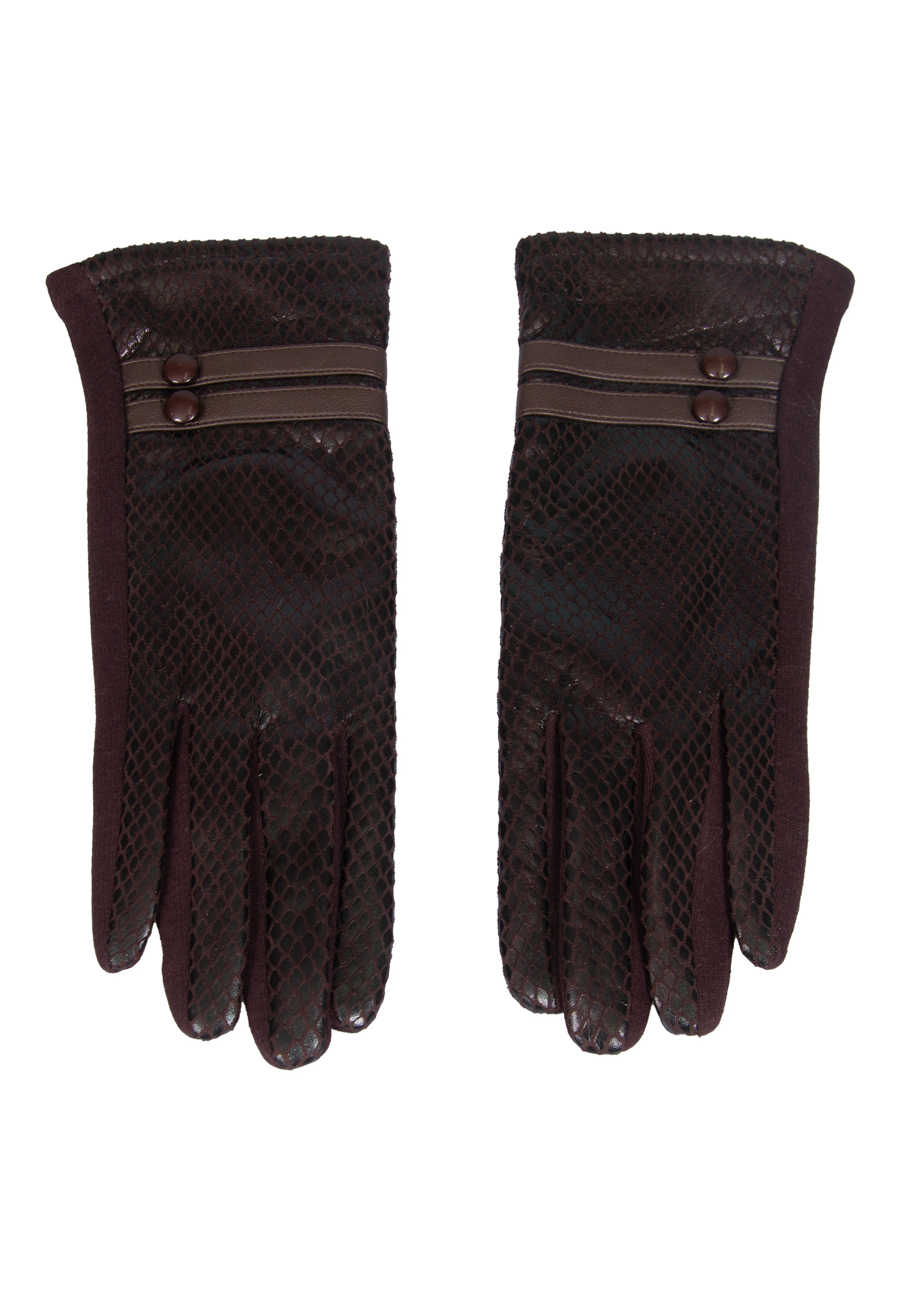 Rękawiczki ciemnobrązowe imitujące skórę węża zdjęcie 3