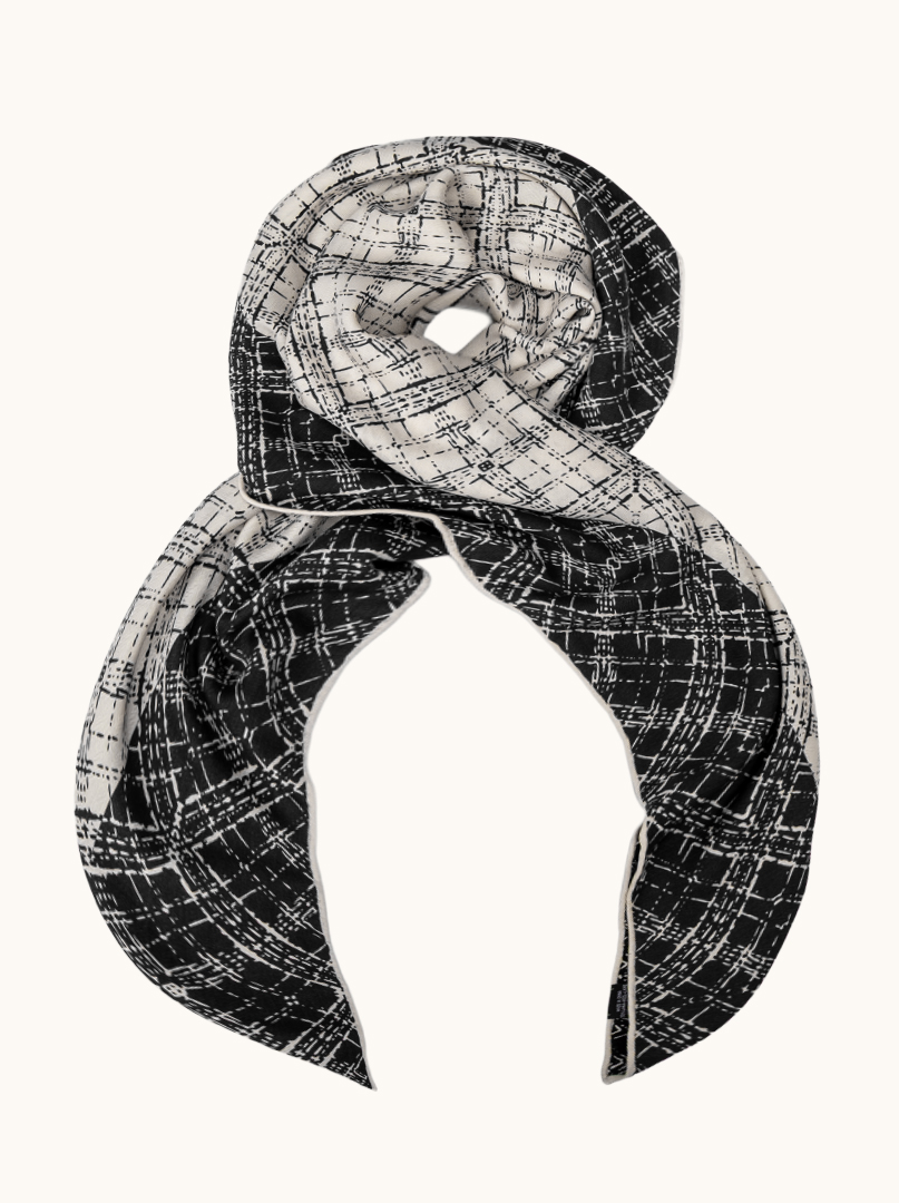 Chusta wełna z jedwabiem  dwustronna geometryczna 105cm x105cm  zdjęcie 2
