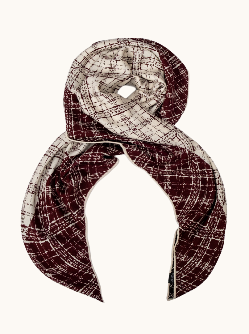 Chusta wełna z jedwabiem  dwustronna geometryczna 105cm x105cm  zdjęcie 1