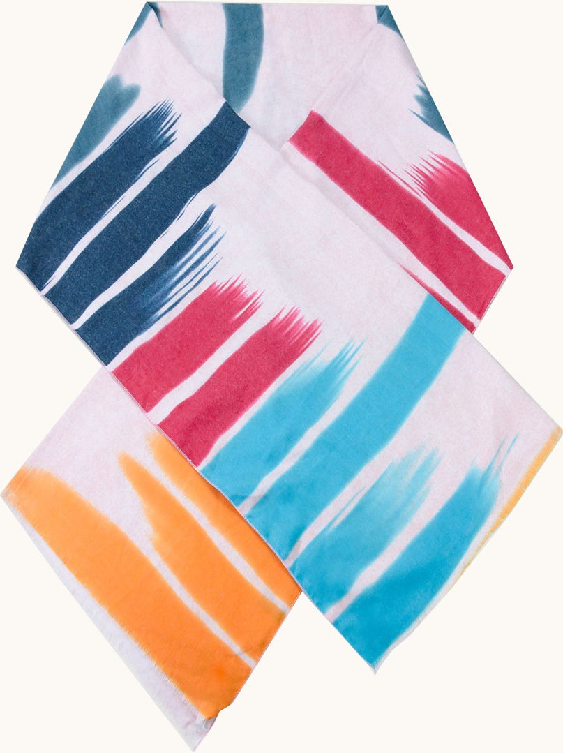 Ciepły szal z wełną w kolorowe pasy 70 cm x 190 cm - Allora zdjęcie 1