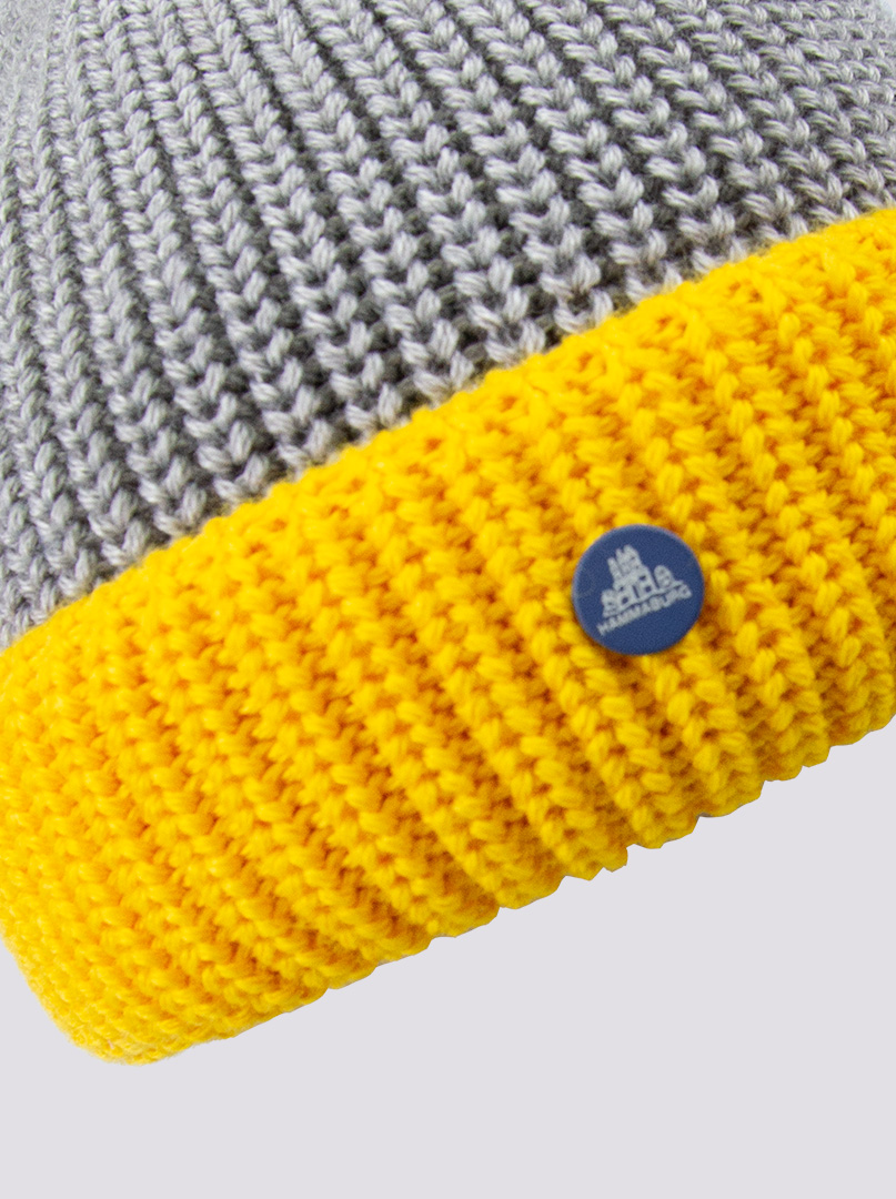Ciepła szaro-żółta czapka dokerka Hammaburg zdjęcie 3
