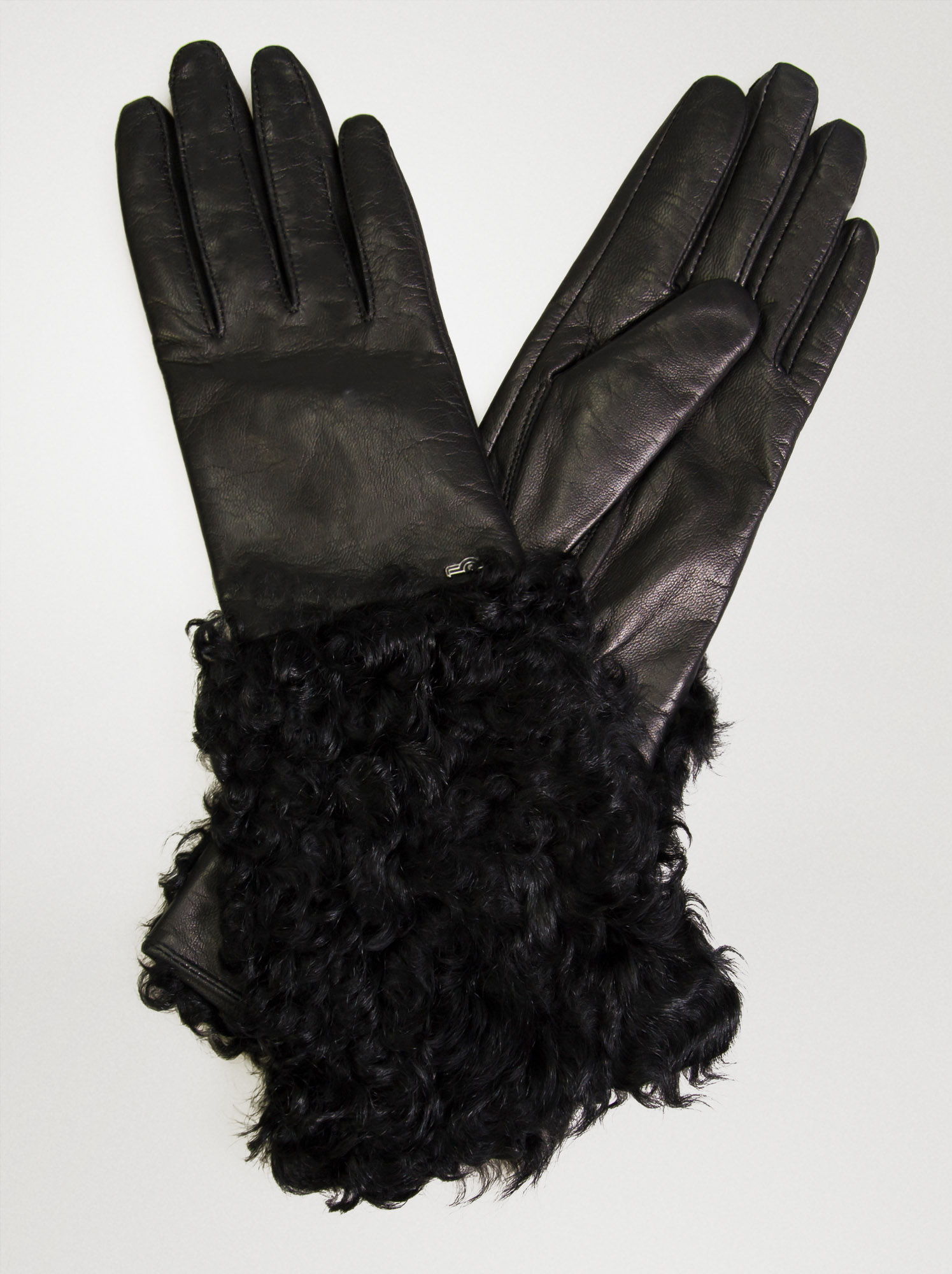 Rękawiczki dłuższe skórzane z futerkiem S zdjęcie 1