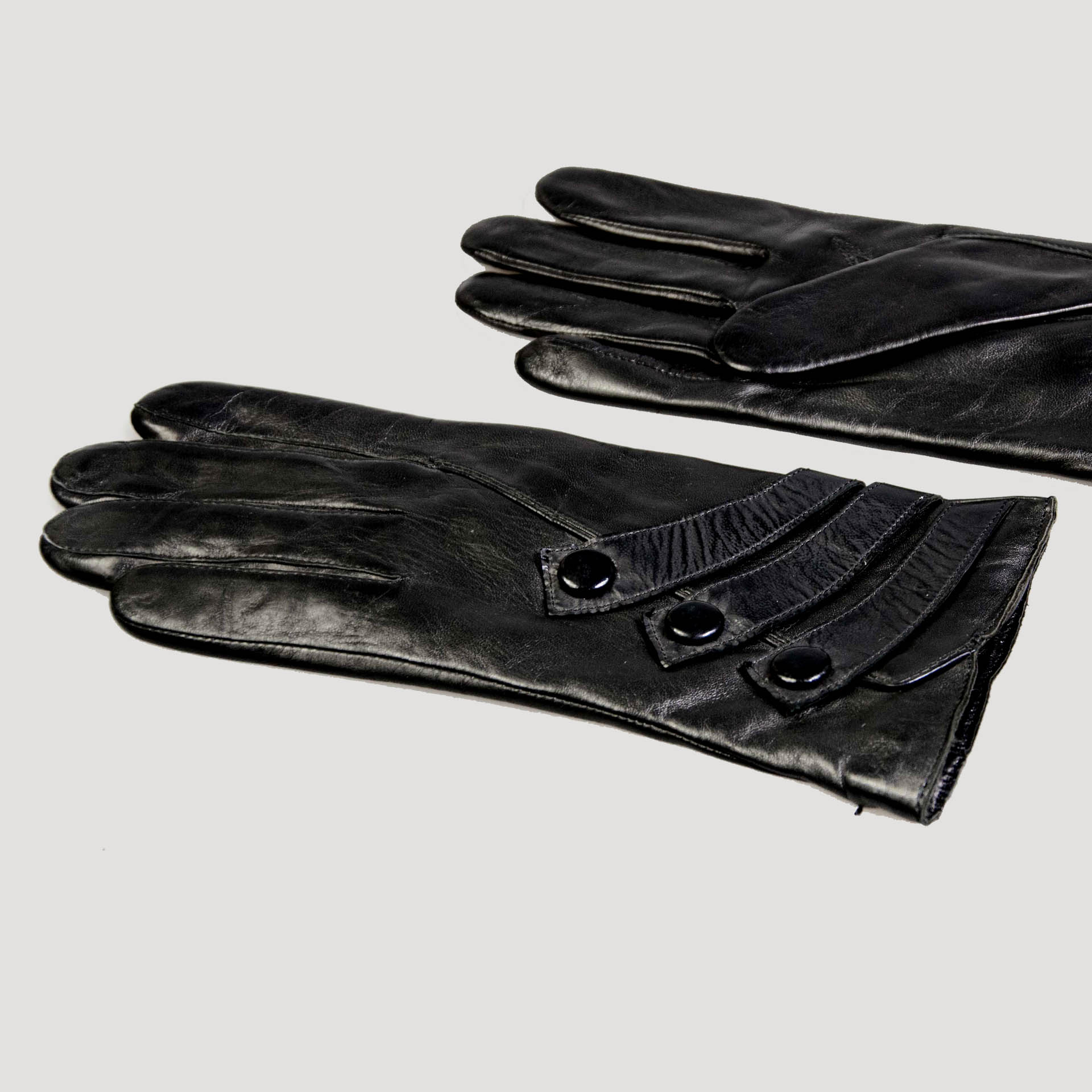 Rękawiczki skórzane z guziczkami S zdjęcie 3