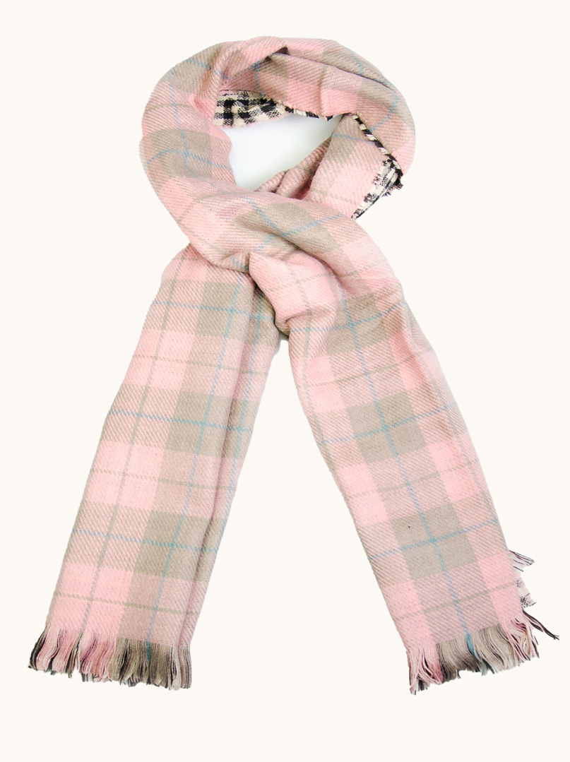 Szal ciepły w kratę dwustronny 55 cm x 200 cm zdjęcie 2