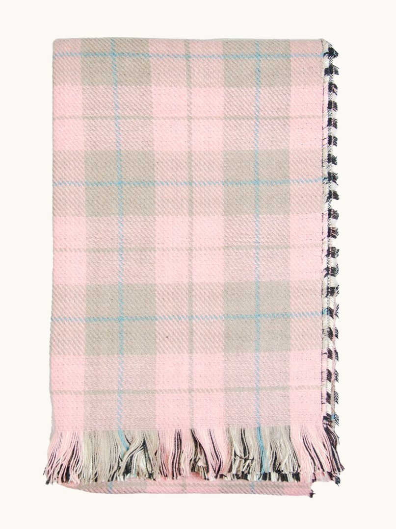 Szal ciepły w kratę dwustronny 55 cm x 200 cm zdjęcie 1