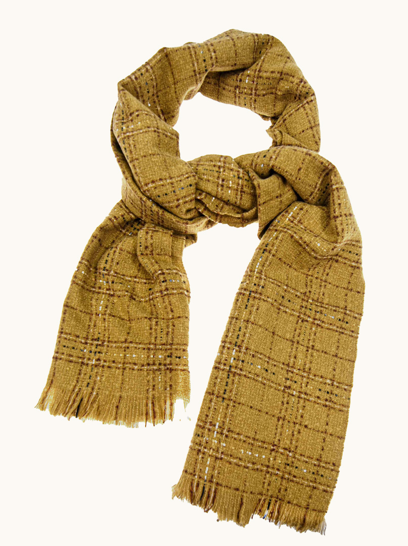 Ciepły szal z wełną w kratę 195cm x 70cm zdjęcie 1