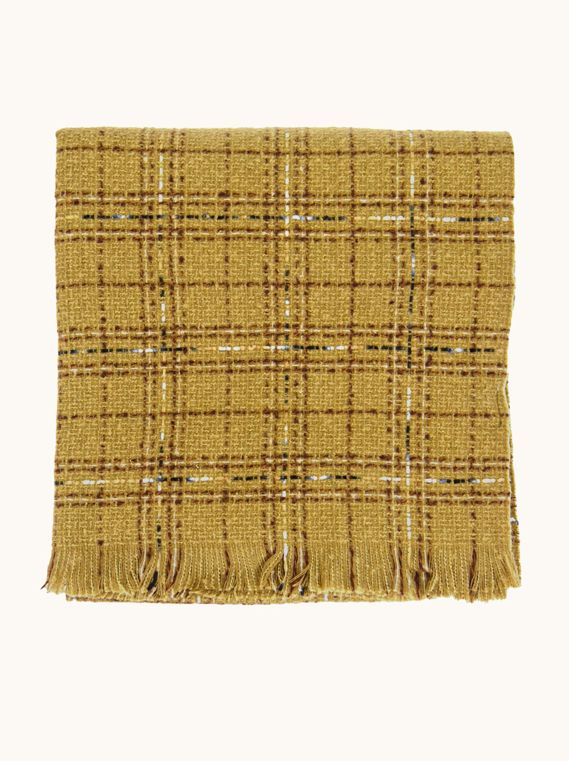 Ciepły szal z wełną w kratę 195cm x 70cm zdjęcie 2