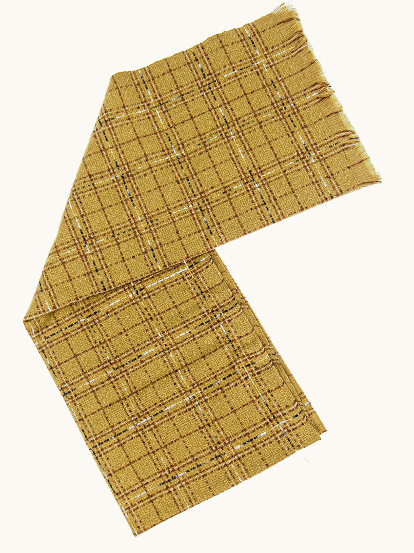 Ciepły szal z wełną w kratę 195cm x 70cm zdjęcie 4