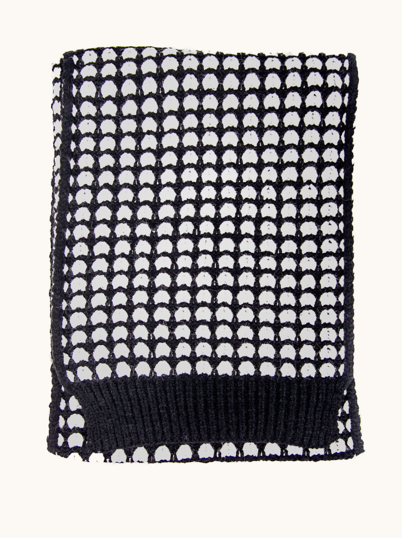 Ciepły wąski dzianinowy biało czarny szal 34cm x 190cm zdjęcie 2