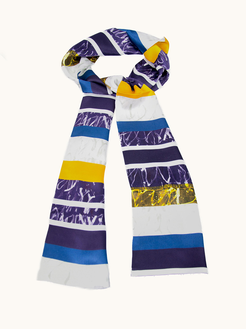 Szal z podwójnego jedwabiu we wzory 15 cm x 150 cm zdjęcie 1