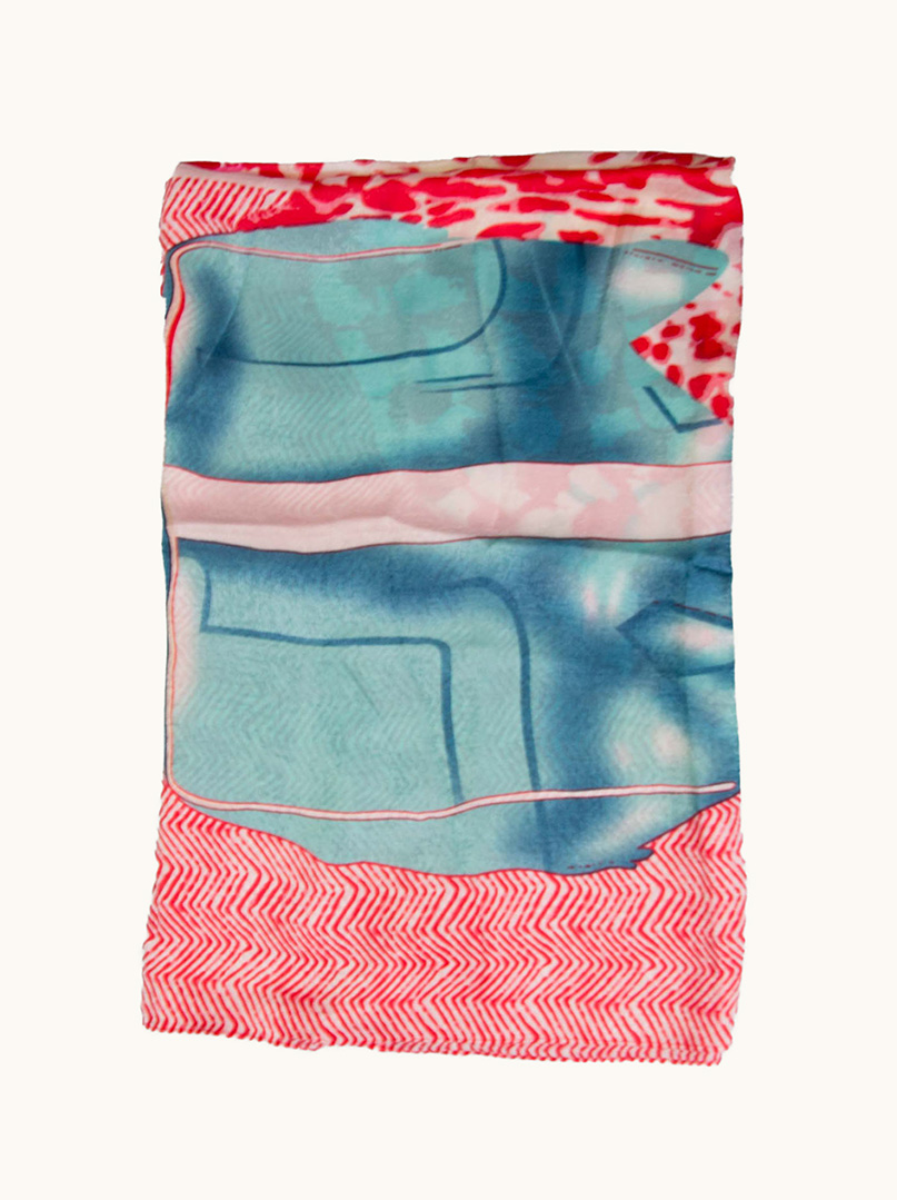 Duży i kolorowy szal we wzory 85cm x 180cm zdjęcie 2