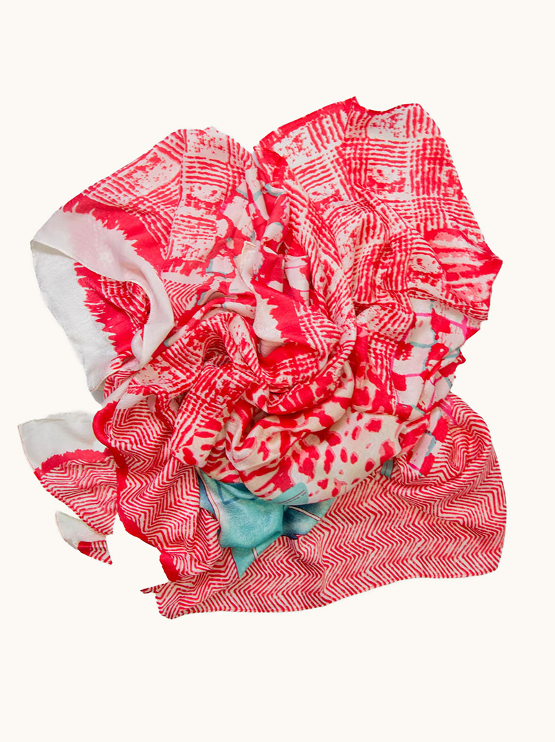 Duży i kolorowy szal we wzory 85cm x 180cm zdjęcie 4