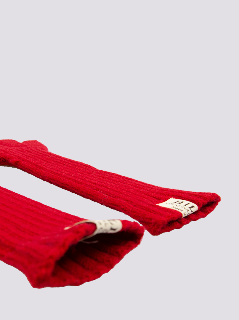 Długie rękawiczki grube dzianinowe czerwone zdjęcie 4
