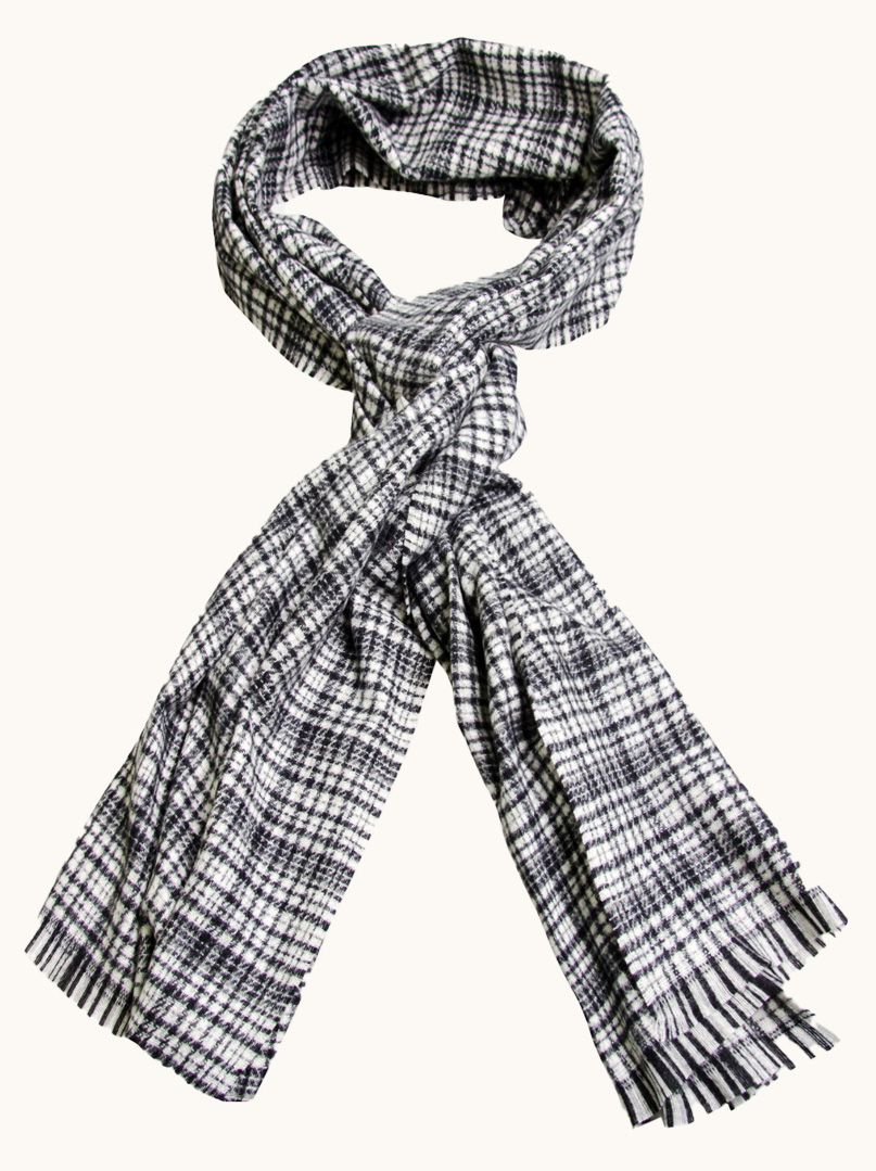 Szal ciepły czarny w kratę  65cm x 200 cm - Allora zdjęcie 1