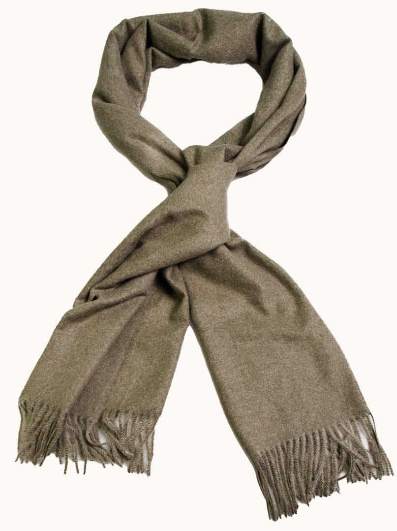 Szal ciepły khaki z frędzlami  200cm x 70cm - Allora zdjęcie 1
