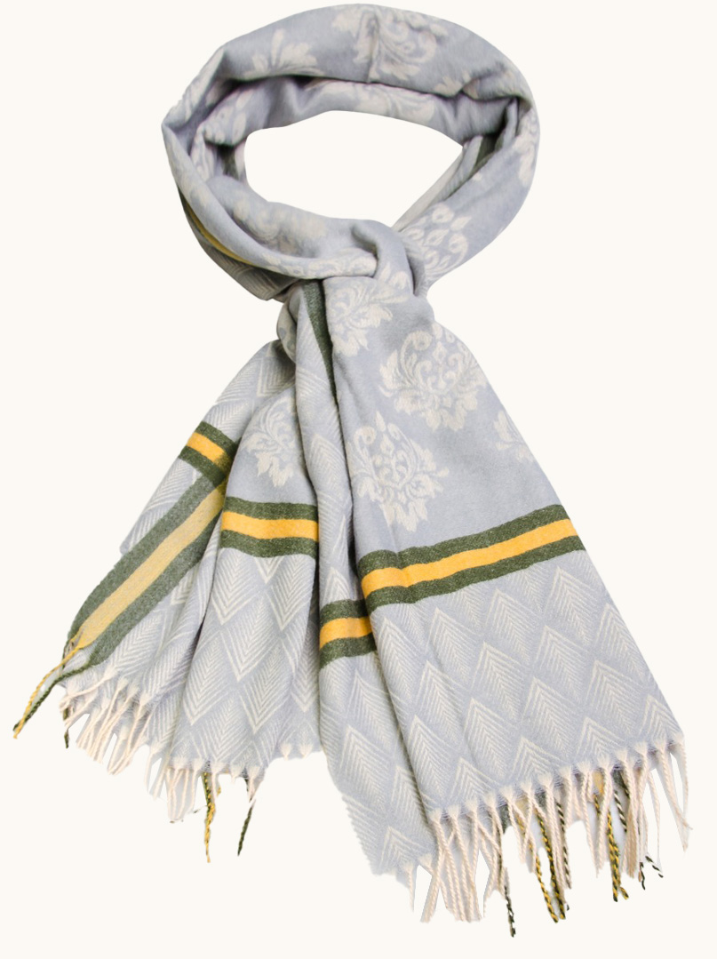 Szal ciepły niebieski we wzory 70 cm x 190 cm - Allora zdjęcie 1