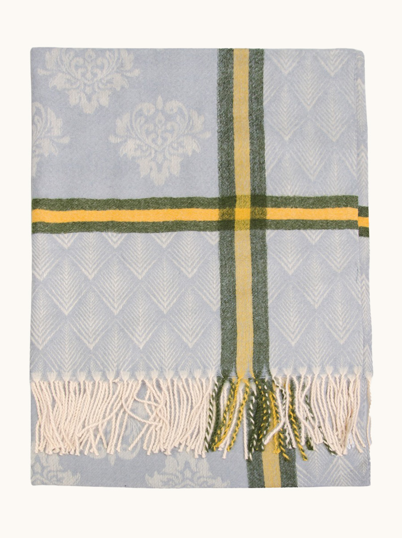 Szal ciepły niebieski we wzory 70 cm x 190 cm - Allora zdjęcie 2