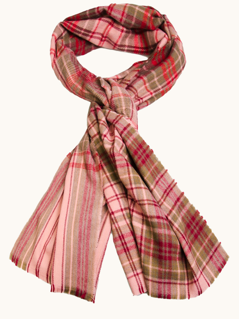 Szal ciepły w kratę czerwony 70 cm x 200 cm - Allora zdjęcie 1