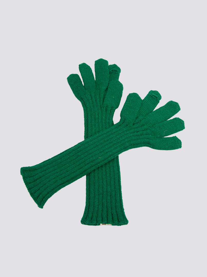 Długie rękawiczki grube dzianinowe zielone zdjęcie 3