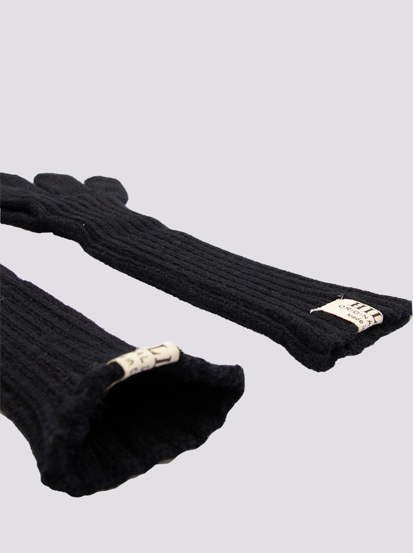 Długie rękawiczki grube dzianinowe czarne zdjęcie 3