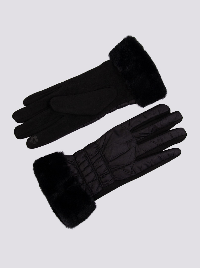 Rękawiczki dzianinowe i pikowane czarne zdjęcie 3