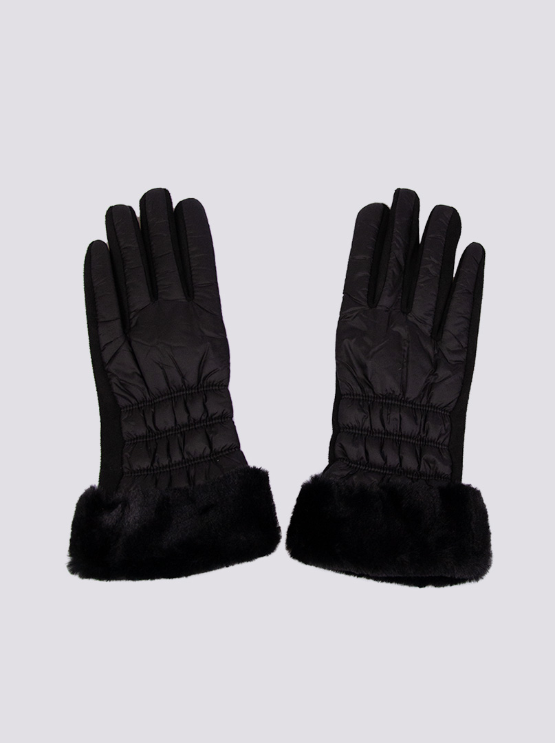 Rękawiczki dzianinowe i pikowane czarne zdjęcie 4