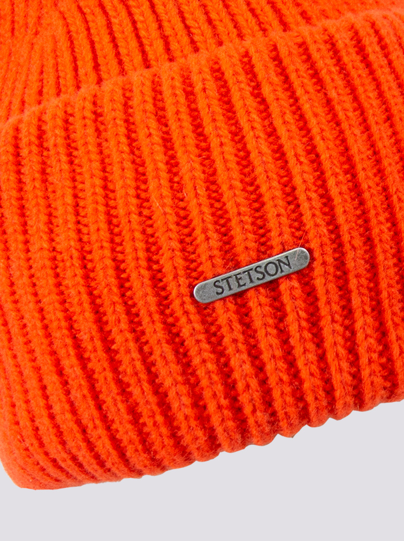 Ciepła wełniana pomarańczowa czapka Stetson zdjęcie 3