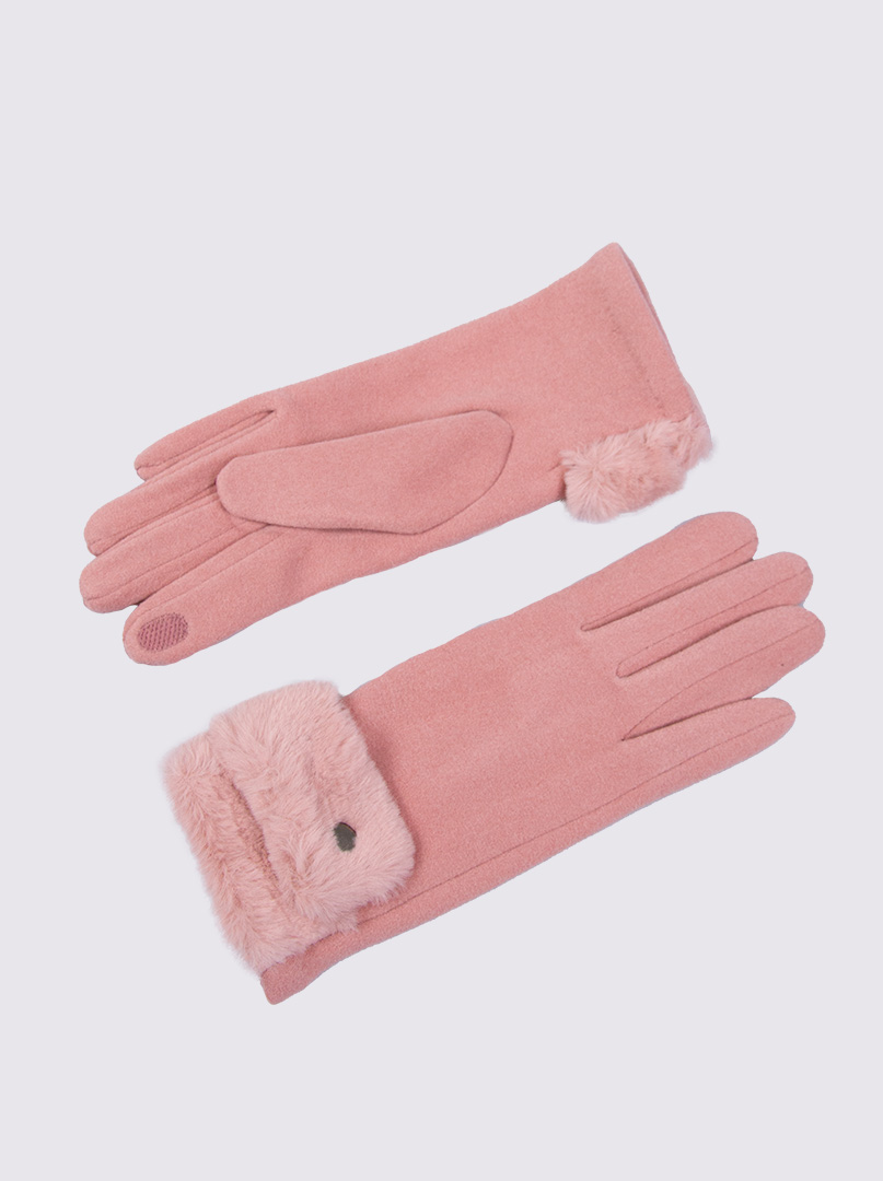 Rękawiczki dzianinowe różowe (22RE018) zdjęcie 3