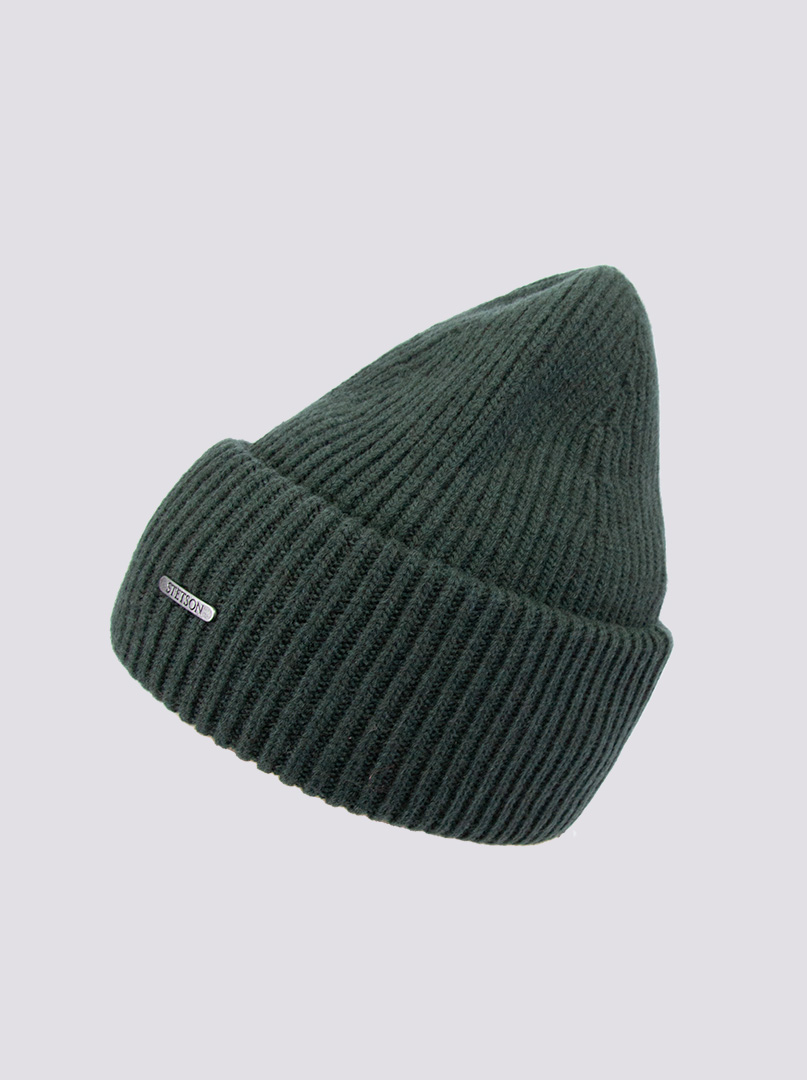 Ciepła wełniana zielona czapka Stetson zdjęcie 1