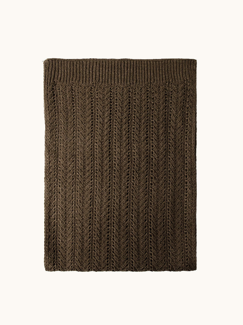 Dzianinowy wąski ciemno zielony szalik 35cm x 170cm zdjęcie 1