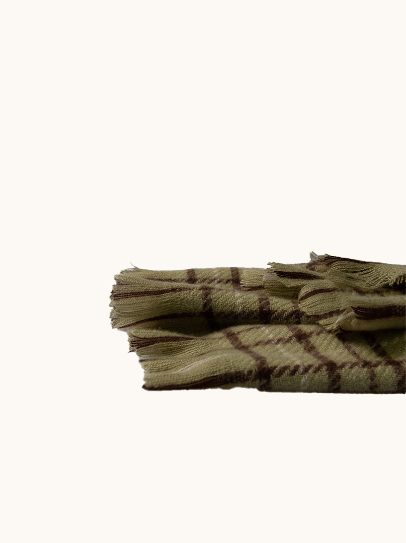 Ciepły szal z wełną w kratę 70 cm x 195 cm zdjęcie 3