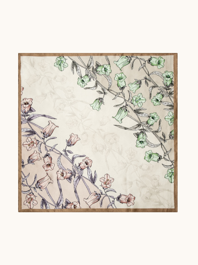 Mała apaszka jedwabna damska gawroszka w kwiaty 53cm x 53cm zdjęcie 2