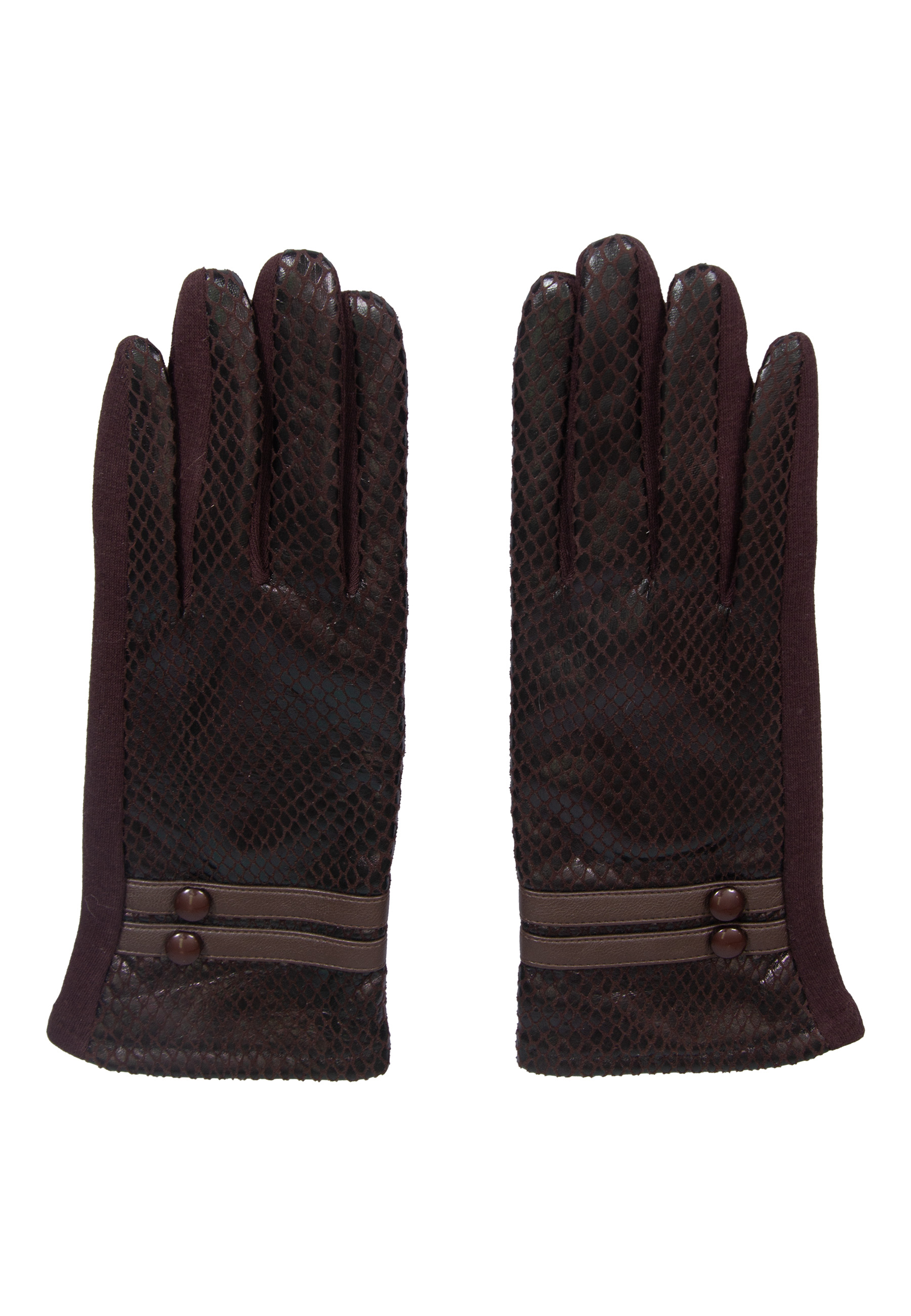 Rękawiczki ciemnobrązowe imitujące skórę węża zdjęcie 1